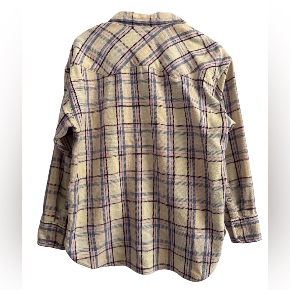 J. Crew Reimagined Thick Flannel Pockets 100% Cotton Pearl snap Button Size  8 - Picture 7 of 14